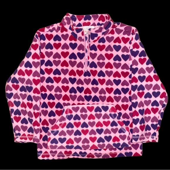 Hanna Andersson Other - Hanna Andersson Pink Microfleece Hearts Long Sleeve Cozy Popover 6X-7
